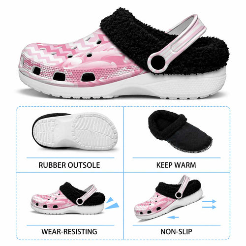 Aotearoa Kowhaiwhai Poutama Pink Motif Fleece Clogs