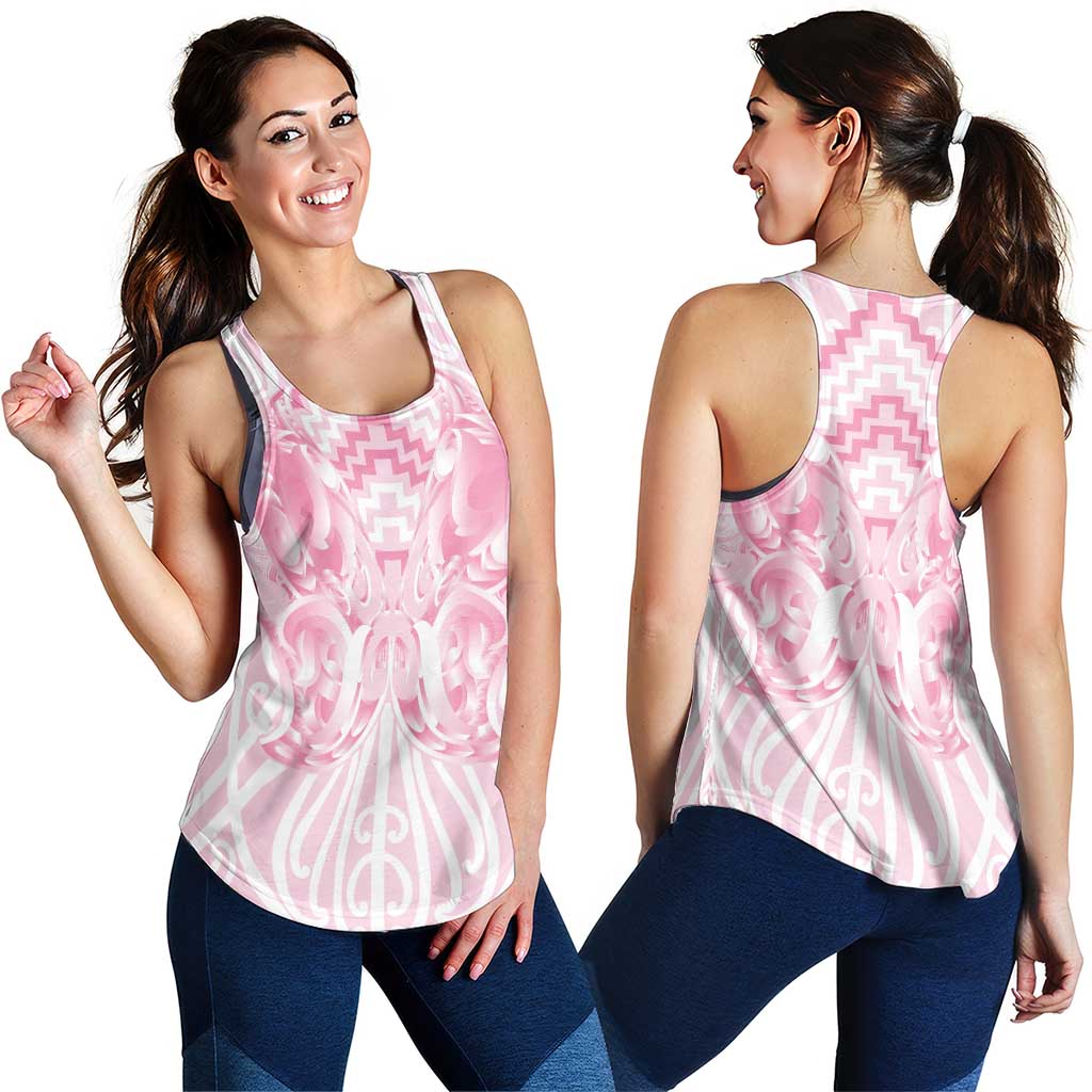Aotearoa Kowhaiwhai Poutama Pink Motif Women Racerback Tank