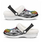Aotearoa Kowhaiwhai Poutama Rainbow Motif Fleece Clogs