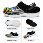 Aotearoa Kowhaiwhai Poutama Rainbow Motif Fleece Clogs