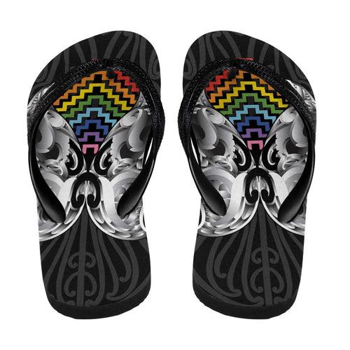 Aotearoa Kowhaiwhai Poutama Rainbow Motif Flip Flops