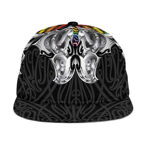 Aotearoa Kowhaiwhai Poutama Rainbow Motif Snapback Cap