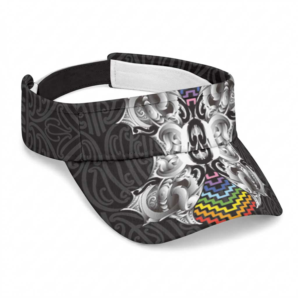 Aotearoa Kowhaiwhai Poutama Rainbow Motif Sun Visor Cap