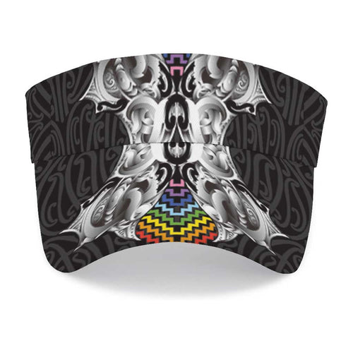 Aotearoa Kowhaiwhai Poutama Rainbow Motif Sun Visor Cap