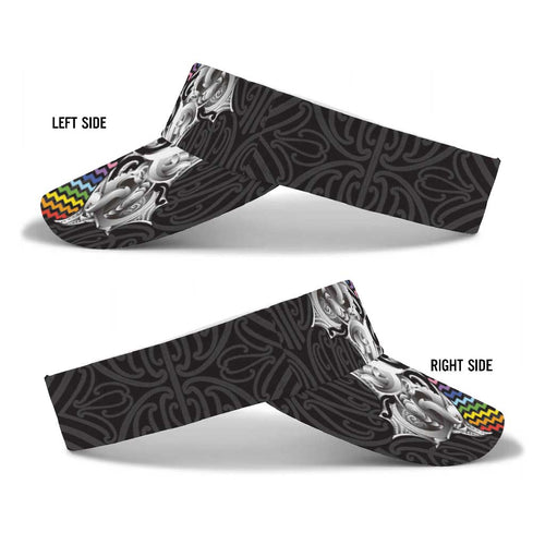 Aotearoa Kowhaiwhai Poutama Rainbow Motif Sun Visor Cap
