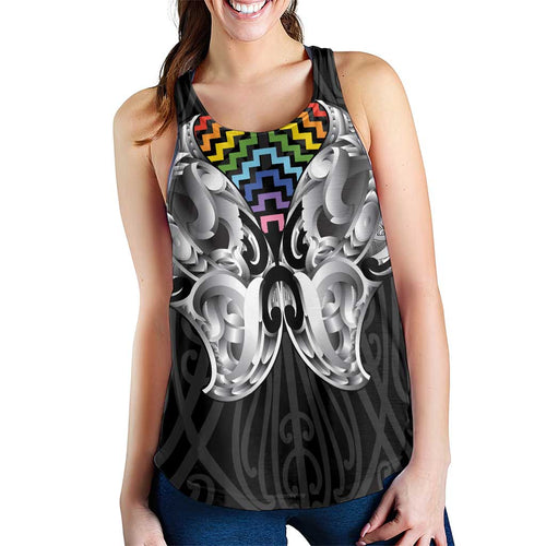Aotearoa Kowhaiwhai Poutama Rainbow Motif Women Racerback Tank