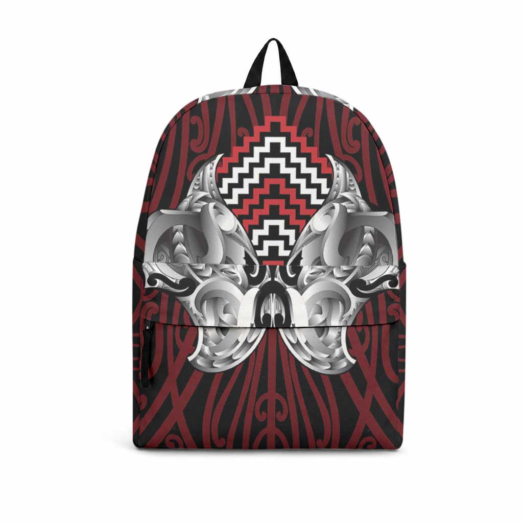 Aotearoa Kowhaiwhai Poutama Red Motif Backpack