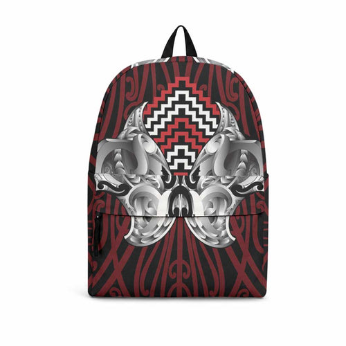 Aotearoa Kowhaiwhai Poutama Red Motif Backpack