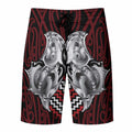 Aotearoa Kowhaiwhai Poutama Red Motif Board Shorts