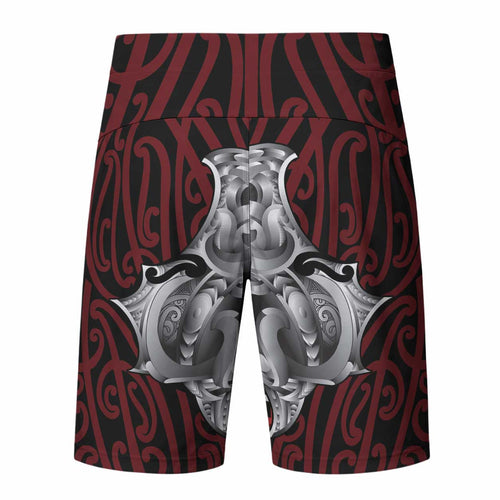 Aotearoa Kowhaiwhai Poutama Red Motif Board Shorts