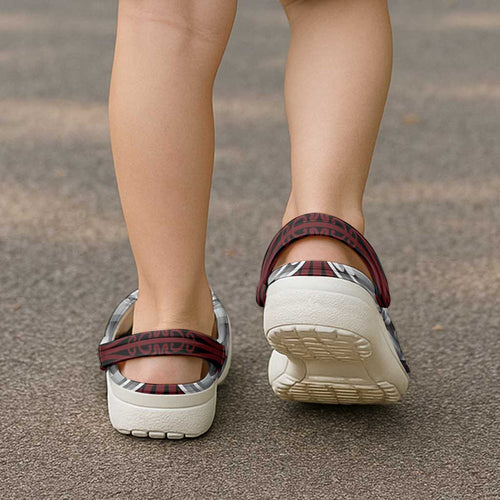 Aotearoa Kowhaiwhai Poutama Red Motif Clogs Shoes