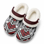 Aotearoa Kowhaiwhai Poutama Red Motif Fleece Clogs