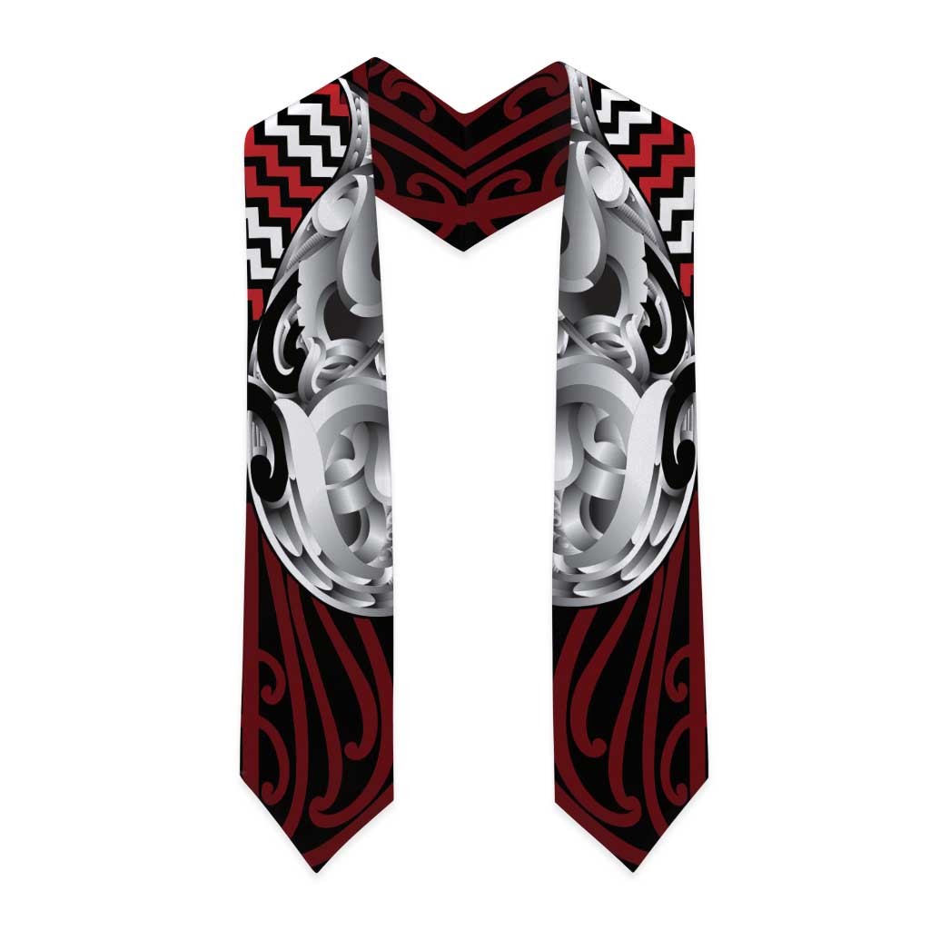 Aotearoa Kowhaiwhai Poutama Red Motif Graduation Stole