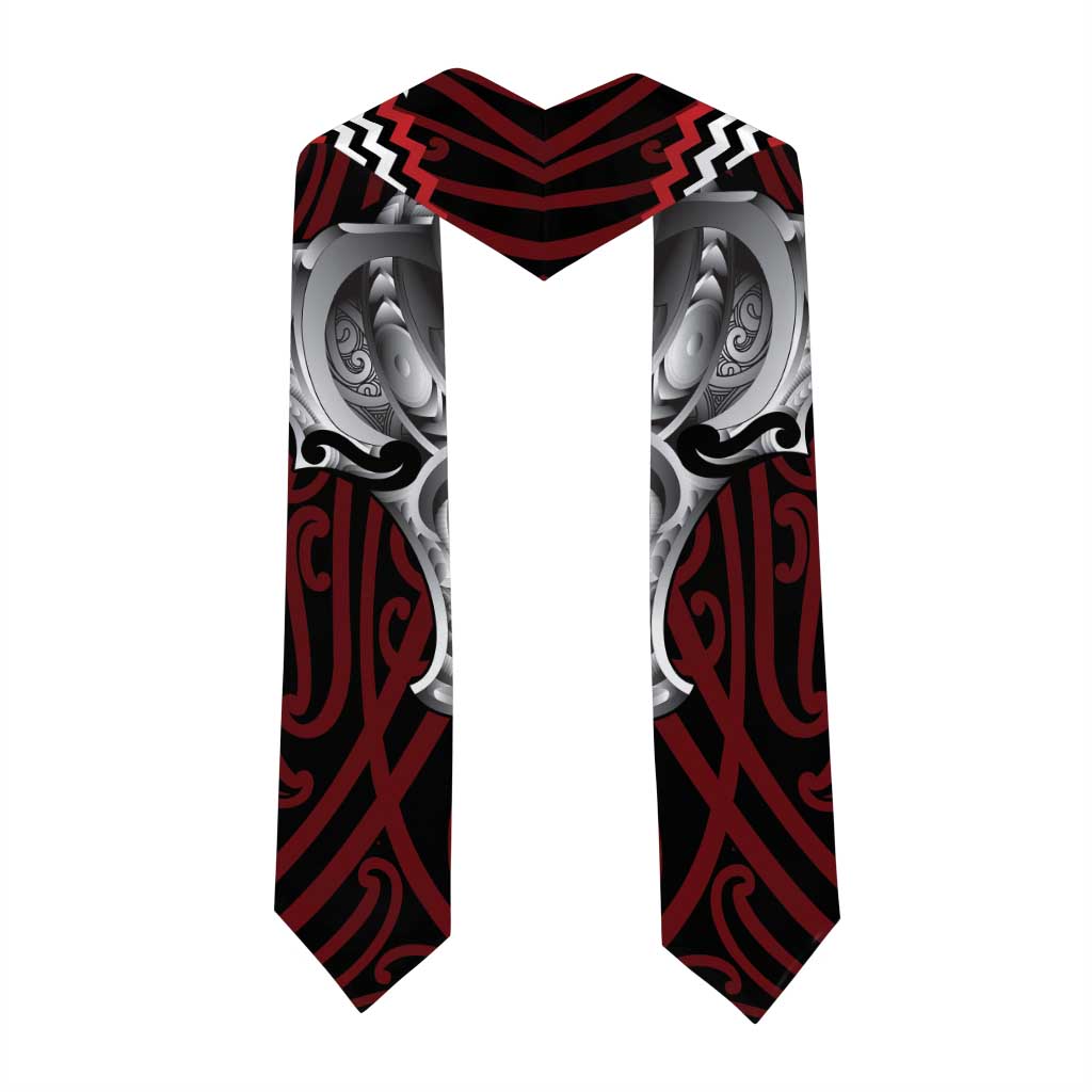 Aotearoa Kowhaiwhai Poutama Red Motif Graduation Stole