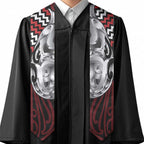 Aotearoa Kowhaiwhai Poutama Red Motif Graduation Stole