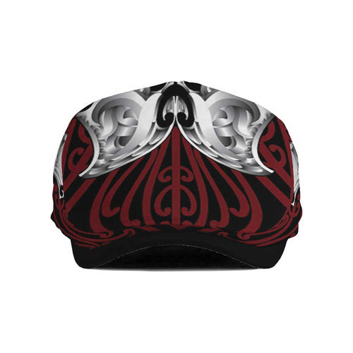 Aotearoa Kowhaiwhai Poutama Red Motif Jeff Hat