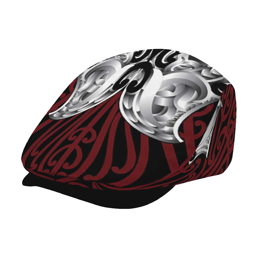 Aotearoa Kowhaiwhai Poutama Red Motif Jeff Hat