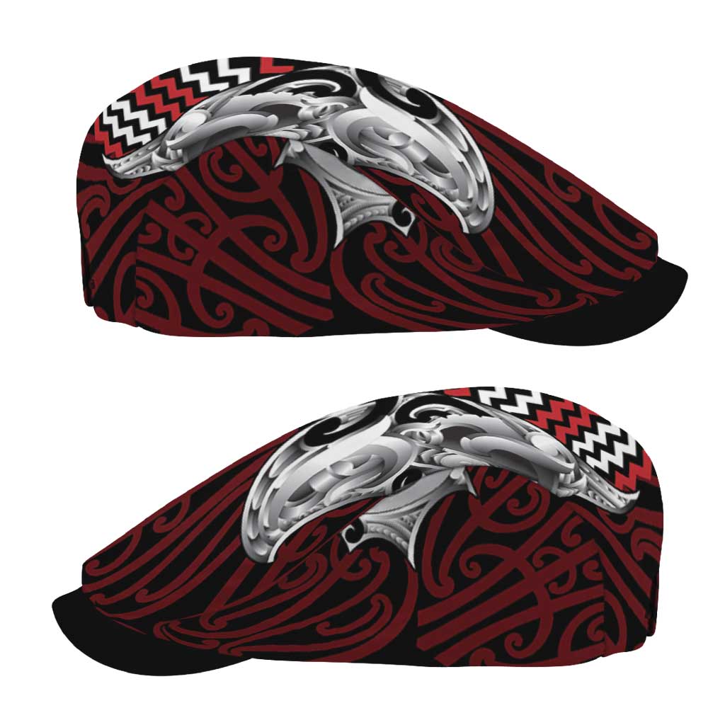 Aotearoa Kowhaiwhai Poutama Red Motif Jeff Hat