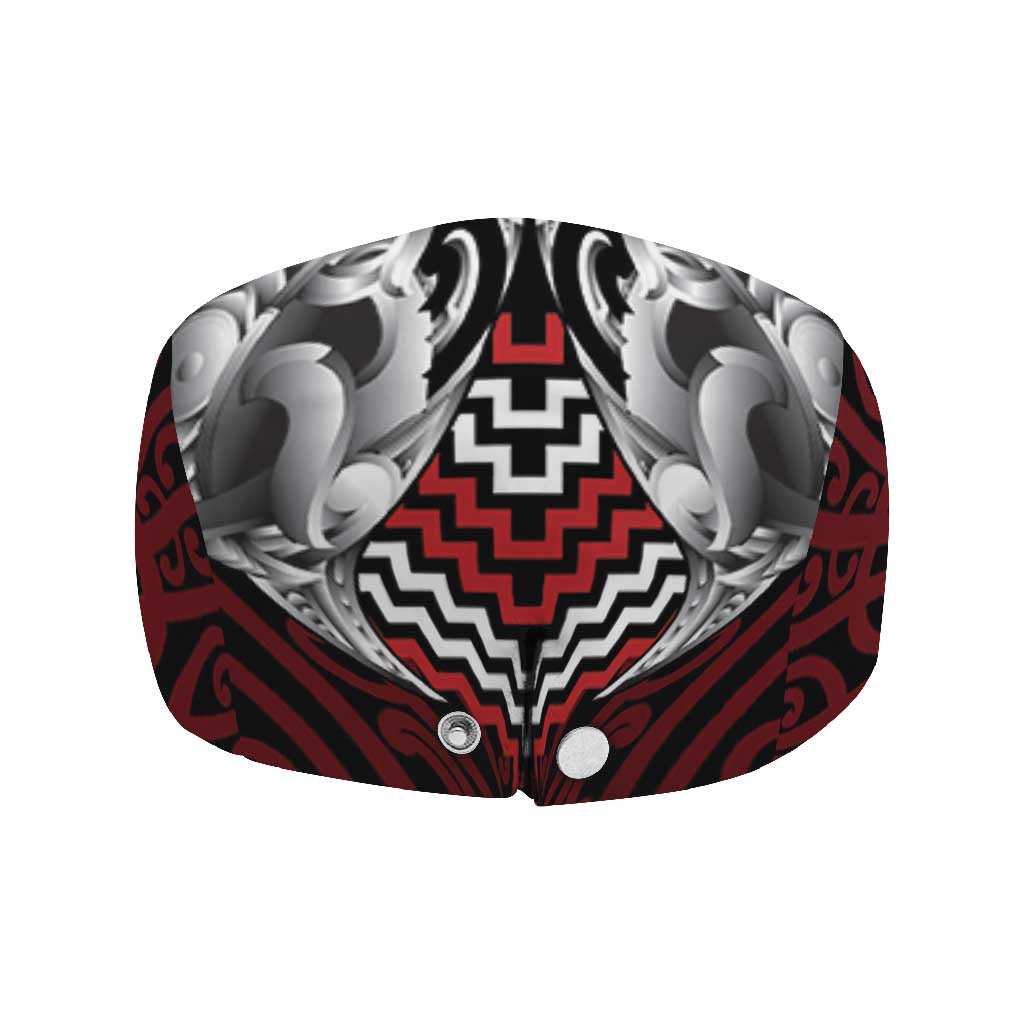 Aotearoa Kowhaiwhai Poutama Red Motif Jeff Hat