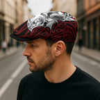 Aotearoa Kowhaiwhai Poutama Red Motif Jeff Hat