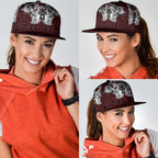 Aotearoa Kowhaiwhai Poutama Red Motif Snapback Cap
