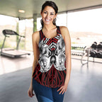 Aotearoa Kowhaiwhai Poutama Red Motif Women Racerback Tank