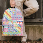 Aotearoa Kowhaiwhai Taniko Patchwork Rainbow Motifs Backpack
