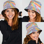 Aotearoa Kowhaiwhai Taniko Patchwork Rainbow Motifs Bucket Hat