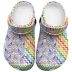 Aotearoa Kowhaiwhai Taniko Patchwork Rainbow Motifs Clogs Shoes