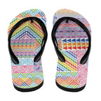 Aotearoa Kowhaiwhai Taniko Patchwork Rainbow Motifs Flip Flops
