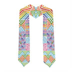 Aotearoa Kowhaiwhai Taniko Patchwork Rainbow Motifs Graduation Stole