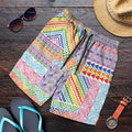 Aotearoa Kowhaiwhai Taniko Patchwork Rainbow Motifs Shorts for Men