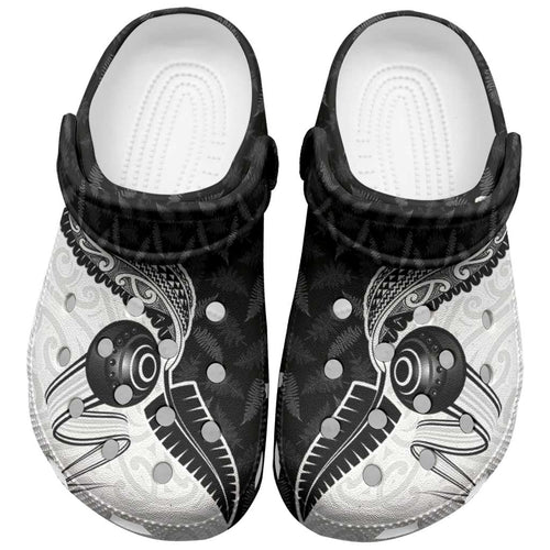 Aotearoa Lawn Bowls Clogs Shoes Maori and Silver Fern Half Style - Aussie Hoodie