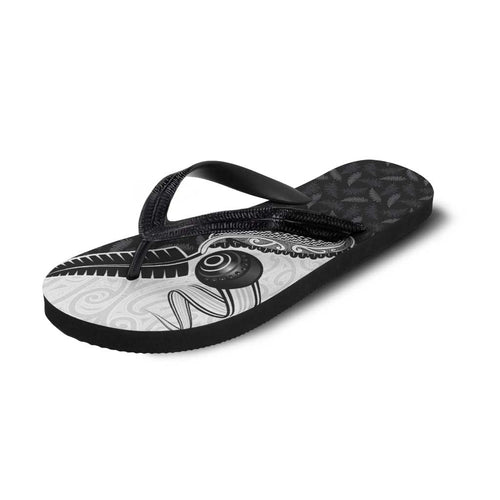 Aotearoa Lawn Bowls Flip Flops Maori and Silver Fern Half Style - Aussie Hoodie
