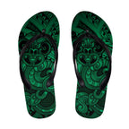 Aotearoa Maori Hei Tiki Flip Flops Kakariki Kowhaiwhai Puhoro Motif