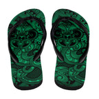 Aotearoa Maori Hei Tiki Flip Flops Kakariki Kowhaiwhai Puhoro Motif