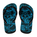 Aotearoa Maori Hei Tiki Flip Flops Kikorangi Kowhaiwhai Puhoro Motif