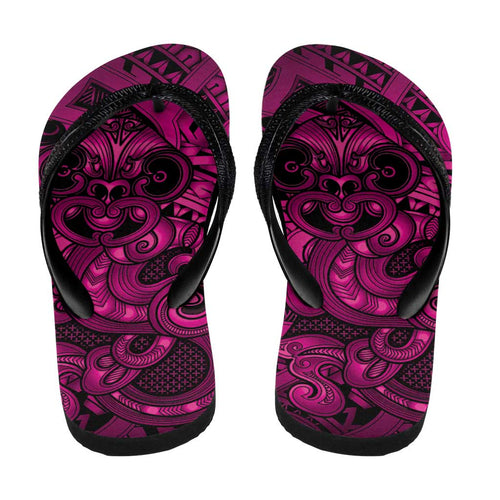 Aotearoa Maori Hei Tiki Flip Flops Mawhero Kowhaiwhai Puhoro Motif