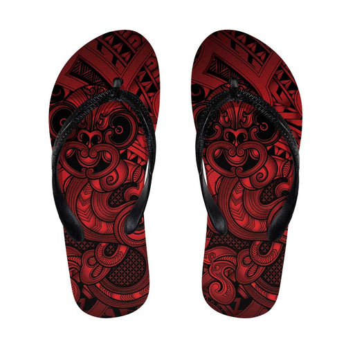 Aotearoa Maori Hei Tiki Flip Flops Whero Kowhaiwhai Puhoro Motif