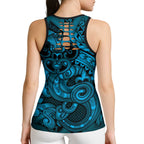 Aotearoa Maori Hei Tiki Hollow Tank Top Kikorangi Kowhaiwhai Puhoro Motif