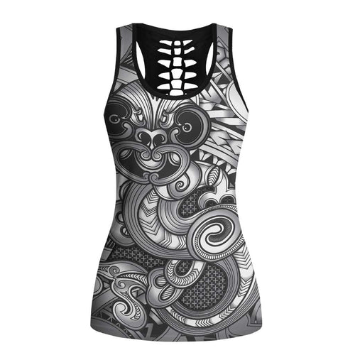 Aotearoa Maori Hei Tiki Hollow Tank Top Kiwikiwi Kowhaiwhai Puhoro Motif