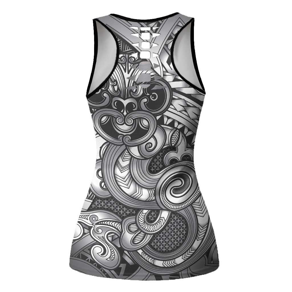 Aotearoa Maori Hei Tiki Hollow Tank Top Kiwikiwi Kowhaiwhai Puhoro Motif