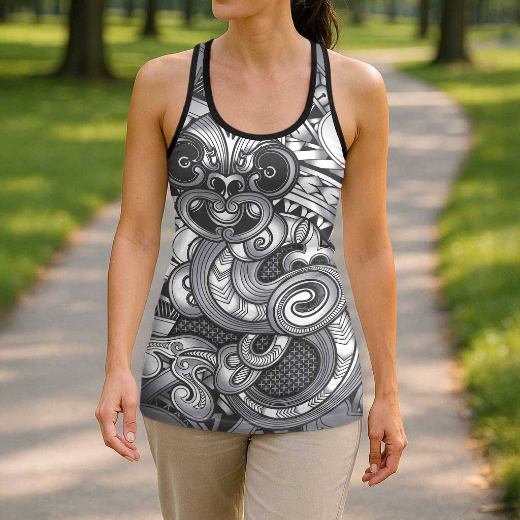 Aotearoa Maori Hei Tiki Hollow Tank Top Kiwikiwi Kowhaiwhai Puhoro Motif