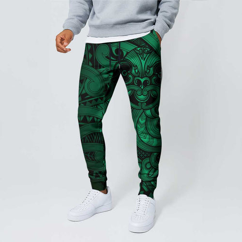 Aotearoa Maori Hei Tiki Jogger Pants Kakariki Kowhaiwhai Puhoro Motif