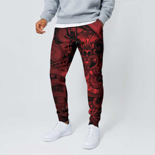 Aotearoa Maori Hei Tiki Jogger Pants Whero Kowhaiwhai Puhoro Motif