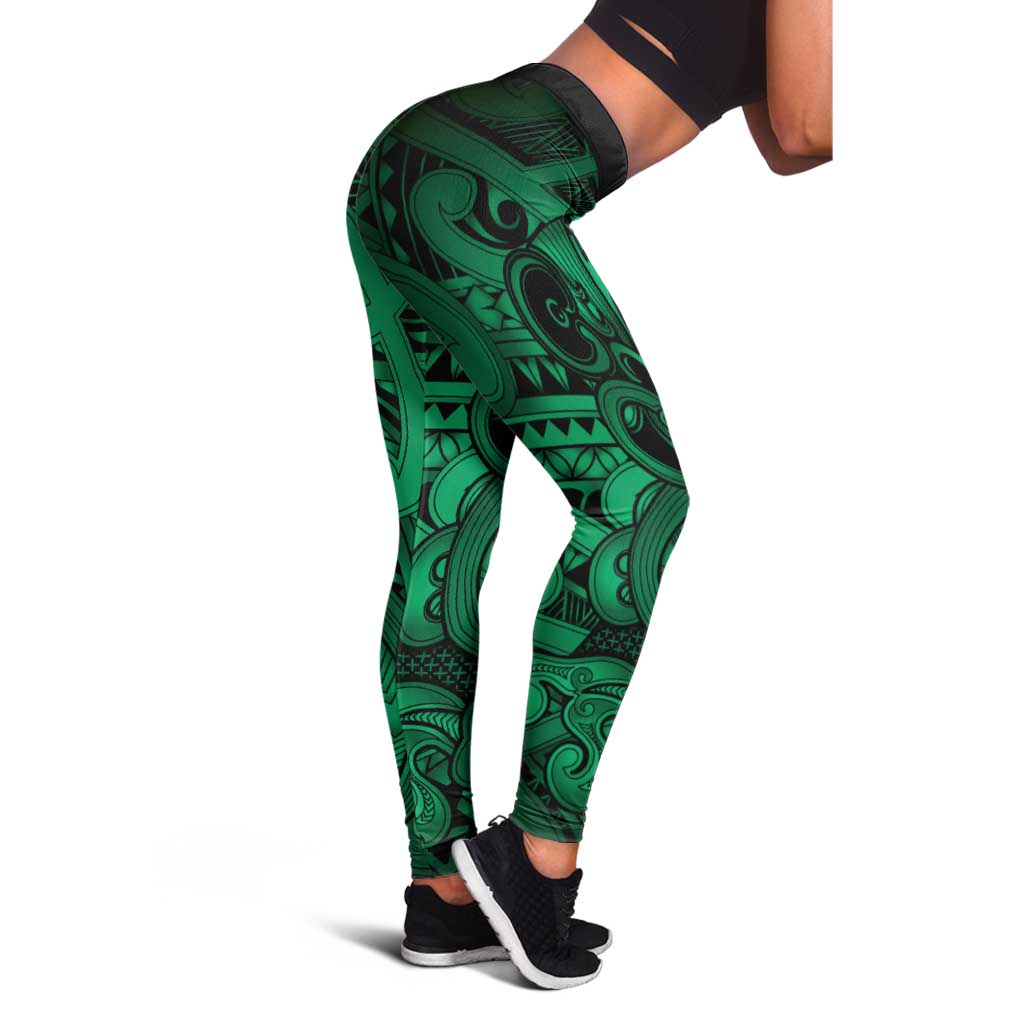 Aotearoa Maori Hei Tiki Leggings Kakariki Kowhaiwhai Puhoro Motif