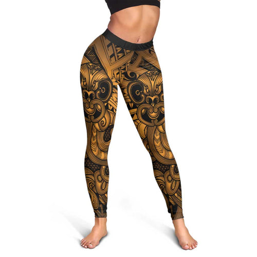 Aotearoa Maori Hei Tiki Leggings Koura Kowhaiwhai Puhoro Motif