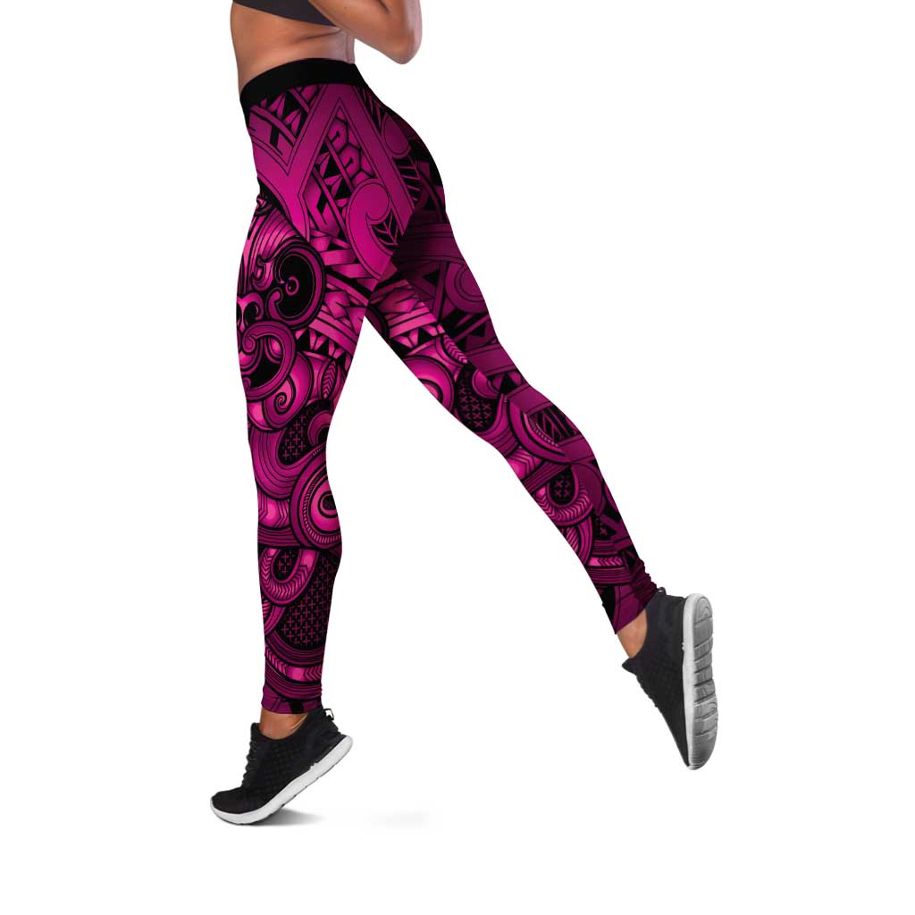 Aotearoa Maori Hei Tiki Leggings Mawhero Kowhaiwhai Puhoro Motif
