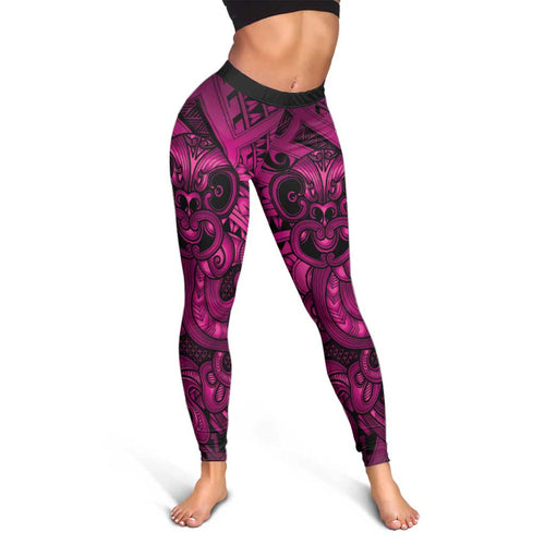 Aotearoa Maori Hei Tiki Leggings Mawhero Kowhaiwhai Puhoro Motif