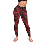 Aotearoa Maori Hei Tiki Leggings Whero Kowhaiwhai Puhoro Motif